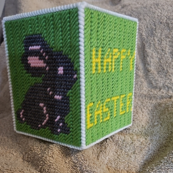 Colorful Bunny and Eggs Homemade Tissue Box Cover - Picture 2 of 4